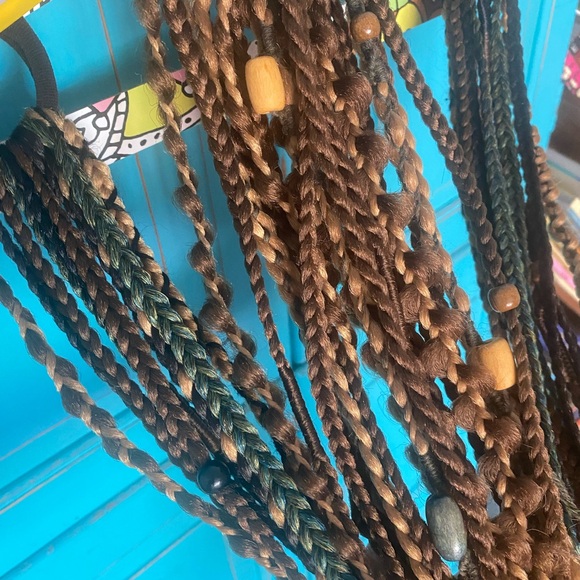 Braids dreadlocks handmade Perfect for Festivals! Brunette Blue Hair Accessorie - Picture 9 of 9